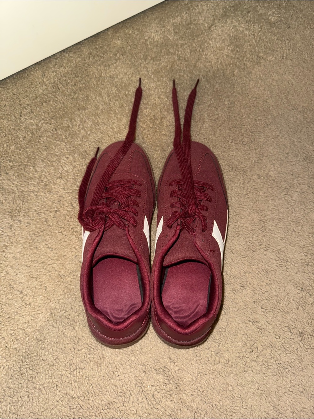 NOBO Burgundy and White Lace-Up Sneakers
